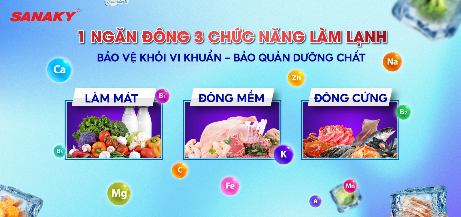Tủ đông sanaky VH-1399HY4K có 3 chức năng làm lạnh khác nhau