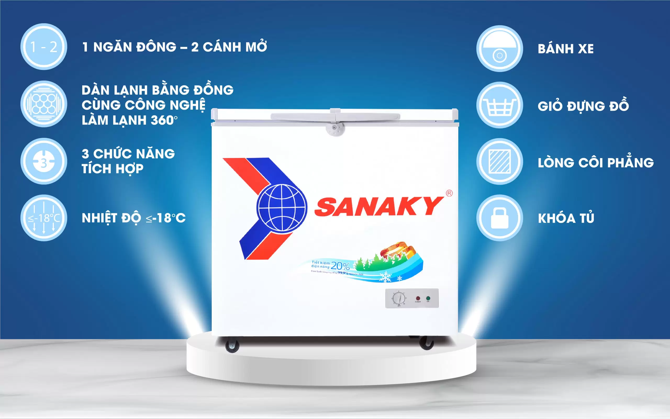 Thiết kế hiện đại của tủ đông sanaky VH-2599A1