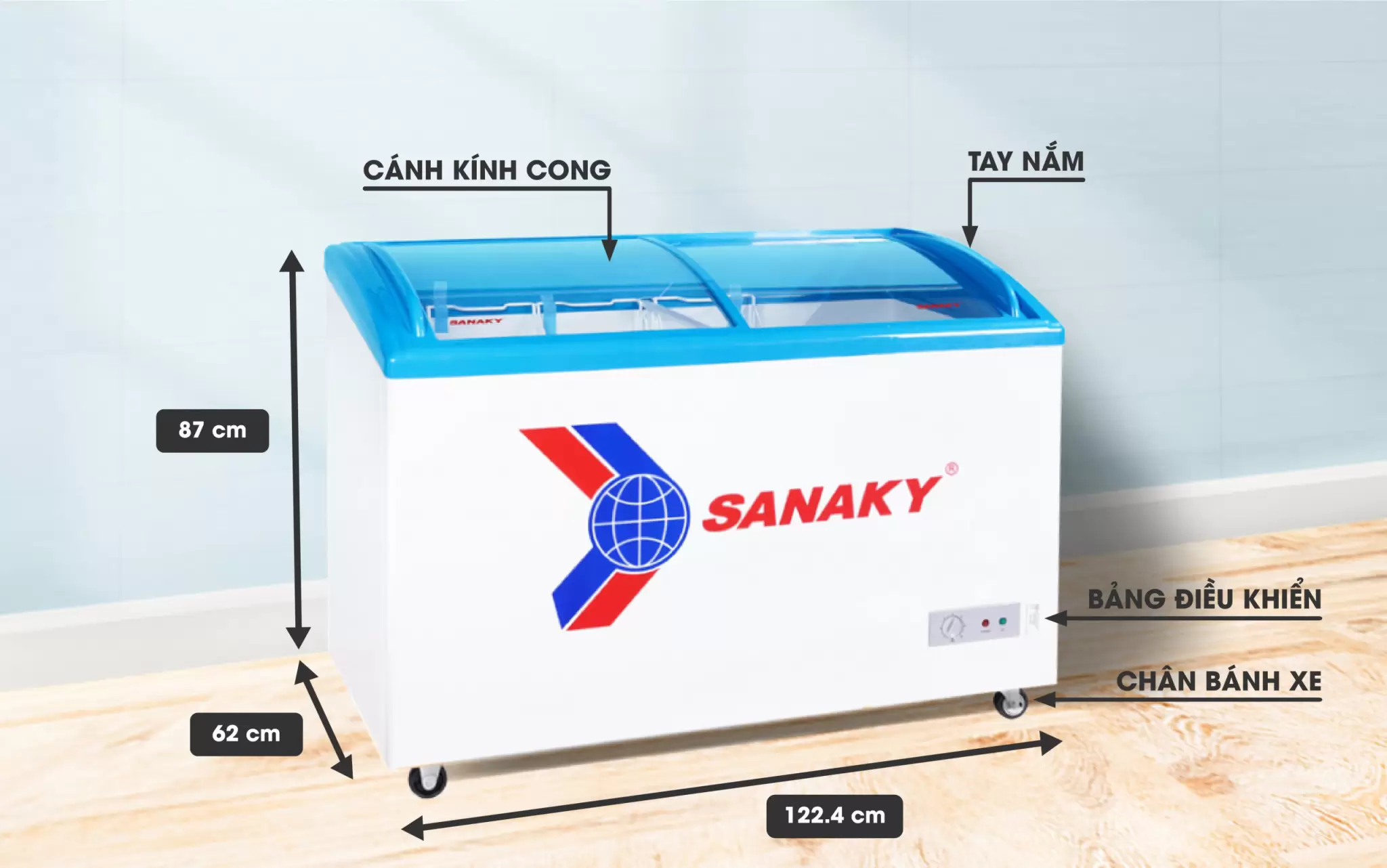 Kích thước tủ đông sanaky VH-482K