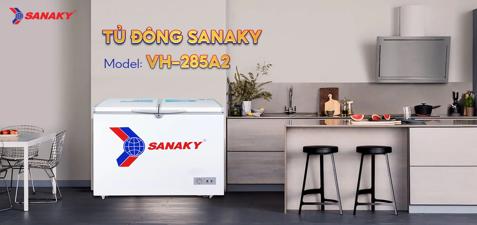 Tủ đông sanaky 1 ngăn 2 cánh VH-285A2 chính hãng giá tốt